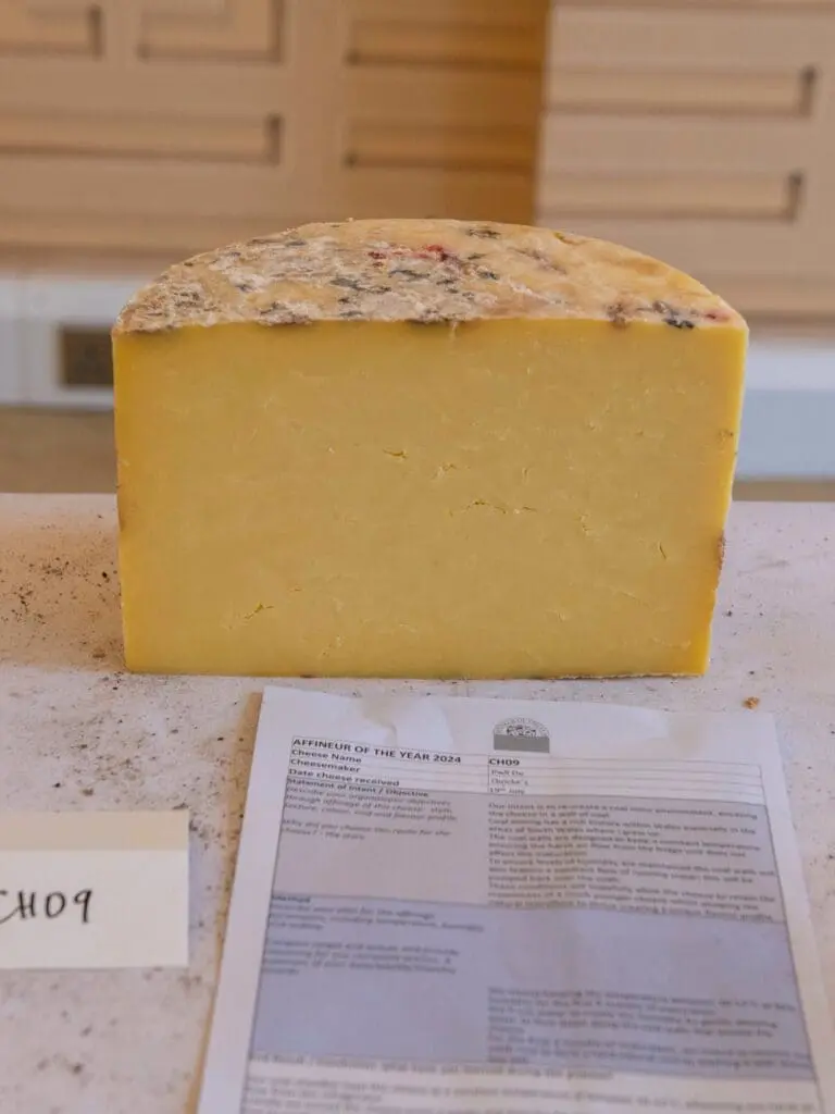 A cross section of a winning cheddar with a Statement of Intent